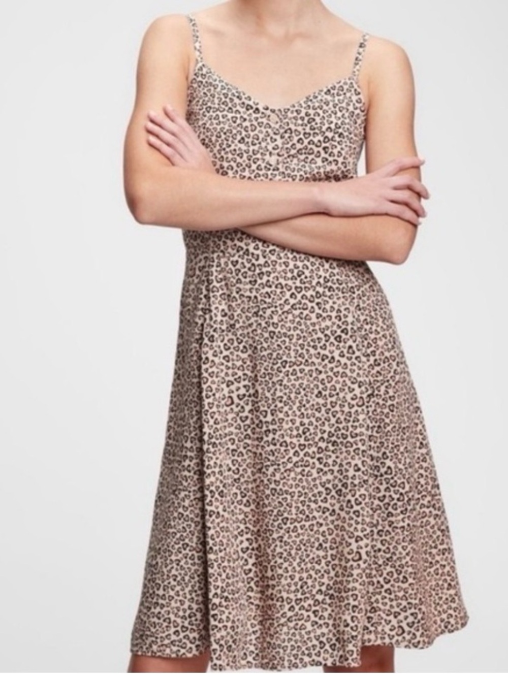 GAP Tan and Black Leopard Heart Dress petite 10